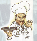 Ugo Tognazzi cuoco disegnato da Danilo Paparelli